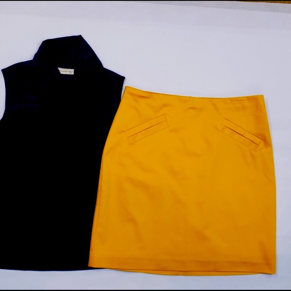 Worthington Mustard-Colored Work Skirt - Sz 8